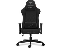 SENSE7 Spellcaster Senshi - Gamestoel Stof - Ergonomisch - Belastbaar tot 150kg - 2D Armsteunen & Kussens - Zwart