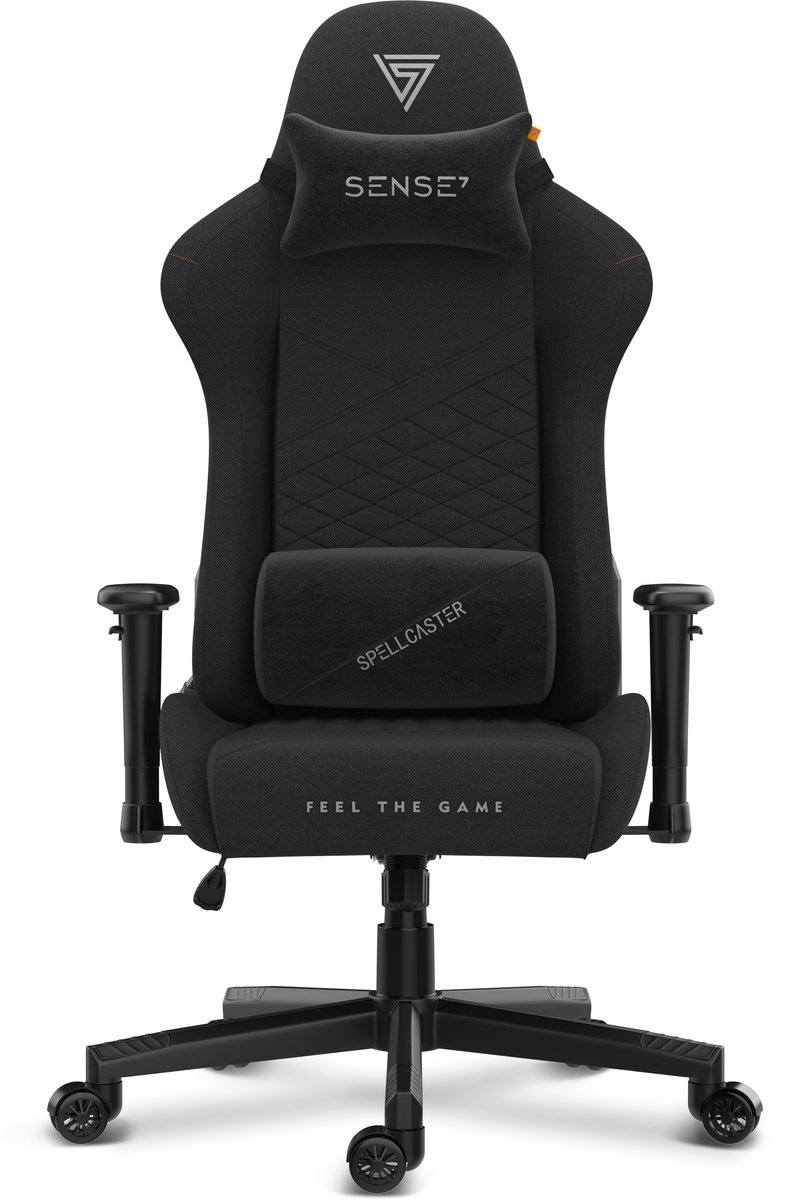 SENSE7 Spellcaster Senshi - Ergonomische bureaustoel - Gamingstoel - nek- en lendenkussen - In hoogte verstelbaar - Ademend materiaal - Duurzaam en comfortabel - Maximale belasting 150 kg - tot 185 cm lang - Zwart