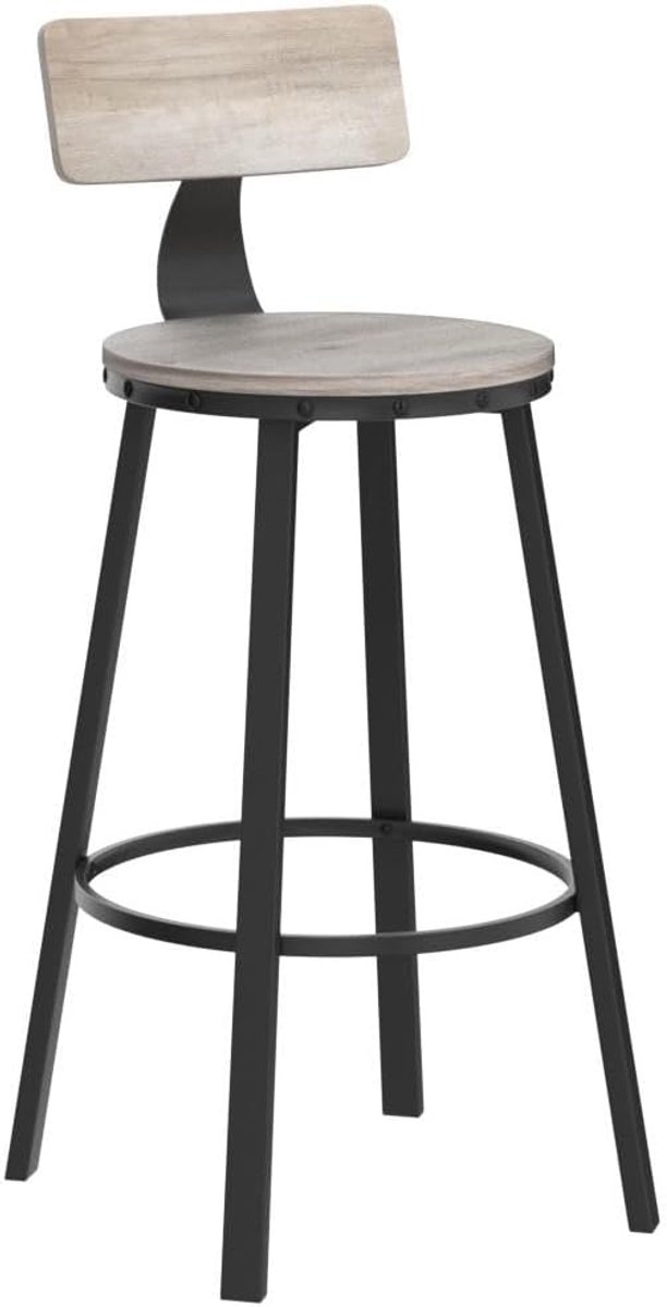 Set van 2 Design Barkrukken met Rugleuning - – Industrieel, Stijlvol & Comfortabel - Medahomestore