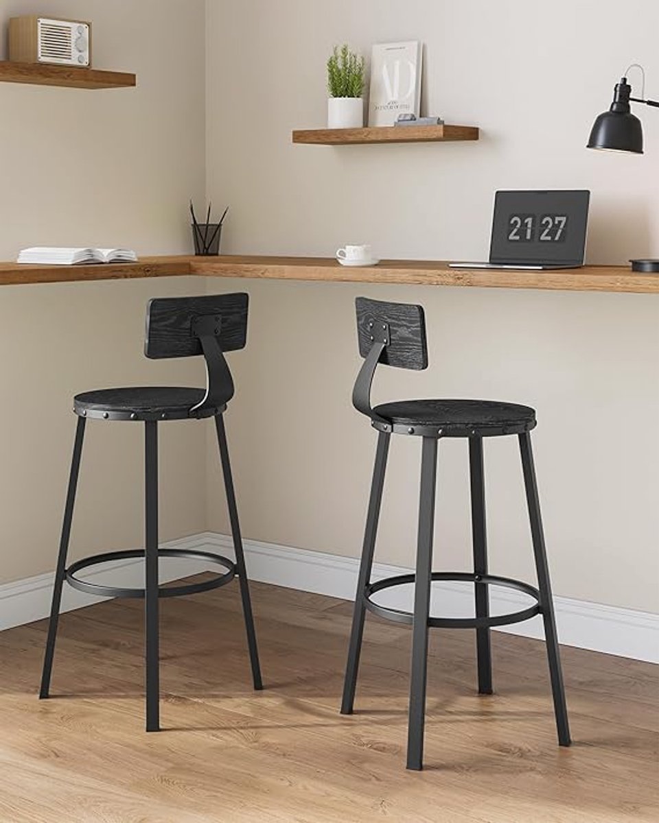 Set van 2 Design Barkrukken met Rugleuning - Medahomestore