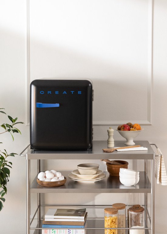 CREATE - Koelkast in retrostijl - Zwart - Handvat Kobaltblauw - FRIDGE RETRO 48L van create — afbeelding 5