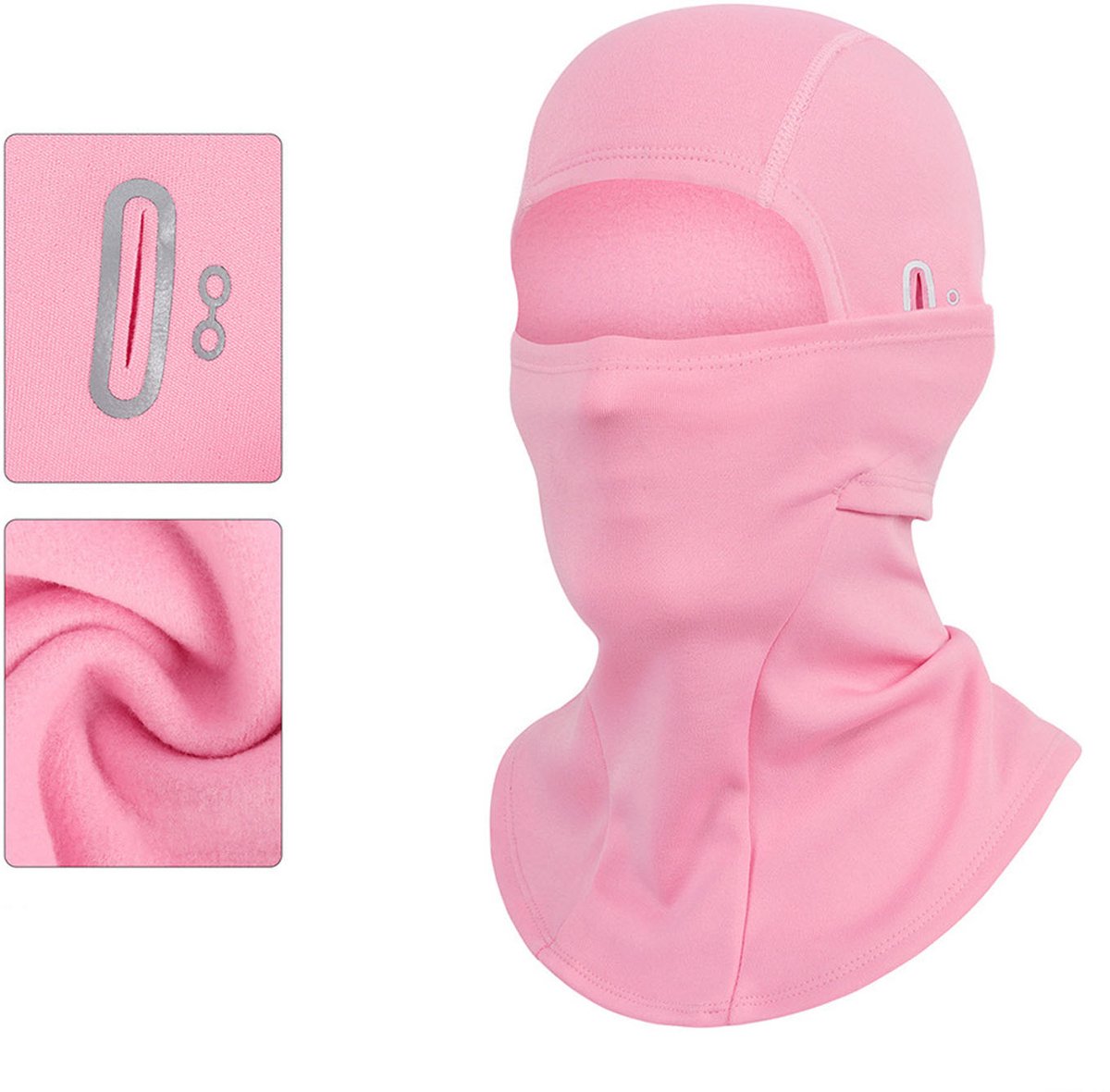 Somstyle Fleece Helmmuts Balaclava voor Winter Motor Scooter Bivakmuts Roze