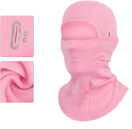 Somstyle Fleece Helmmuts - Balaclava voor Winter - Motor / Scooter Bivakmuts - Roze