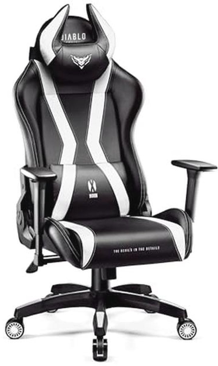 Ergonomische Gaming Stoel met 3D Armleuningen en Kantelfunctie - Zwart-Wit