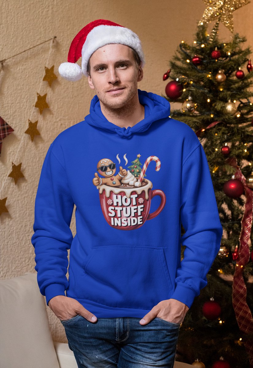 Hot Stuff Inside - Kersttrui - Kerst Trui Blauw - Grappig Kersttrui - Maat XL - Limited Edition