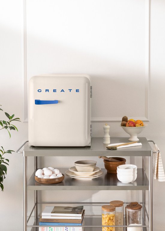CREATE - Koelkast in retrostijl - Gebroken wit - Handvat Kobaltblauw - FRIDGE RETRO 48L van create — afbeelding 4