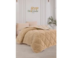 Dekbed zonder overtrek - Beige - 220x240 cm - Lits-jumeaux - 2 in 1 Dekbed - Teddy - Zacht & Hypoallergeen - 4 Seizoenen - Dubbelzijdig - Wasbaar - Ultra Soft - De Linde Home