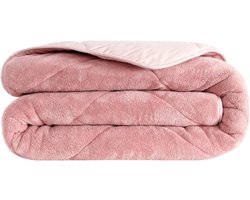 Dekbed zonder overtrek, 4 Seizoenen Dekbed, Teddy, Wasbaar Dekbed, Roze, 220x240 cm, Lits-jumeaux, Teddy Dekbedovertrek, 2 in 1 Dekbed, Hoesloos Dekbed, Ultra Soft Dekbed, Dubbelzijdig, Wasbaar, Zacht & Hypoallergeen, De Linde Home