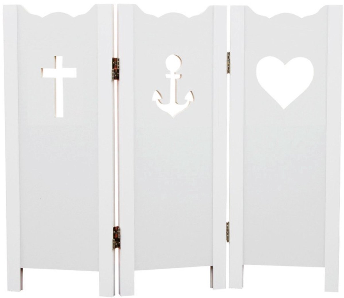Raamscherm Wit Hout – Geloof Hoop Liefde – 3 Panelen – 60 cm Hoog – Decoratief Vensterbank Scherm wit - Geloof Hoop Liefde