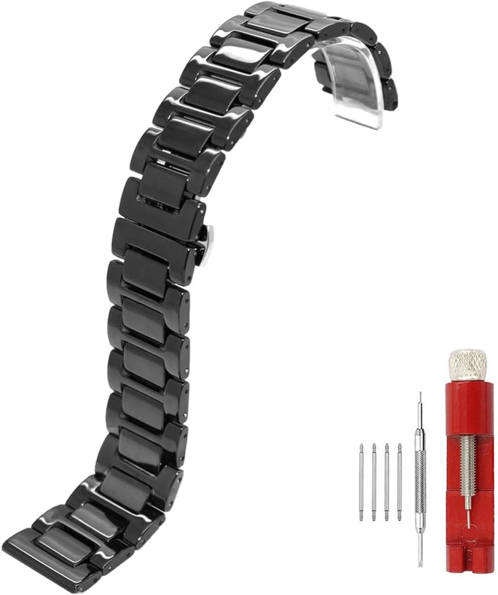 Nordivar - Keramische horlogeband met snelspanner, roestvrijstalen vlindersluiting, 22mm breedte, voor dames en heren