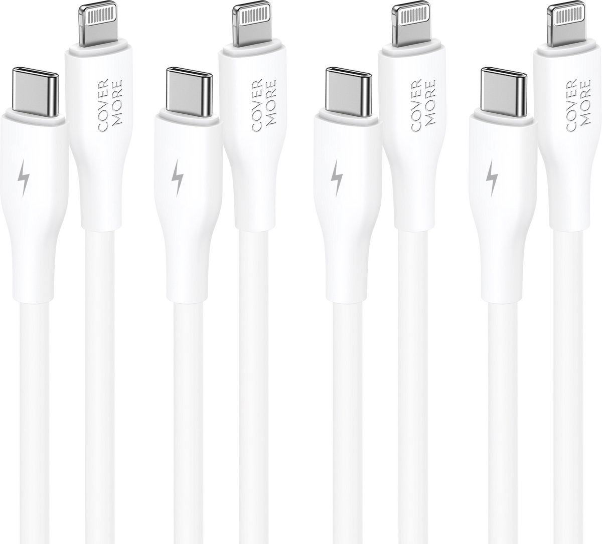 Oplaadkabel geschikt voor Apple - Usb C naar Lightning kabel - 4 stuks - 1 meter - Wit