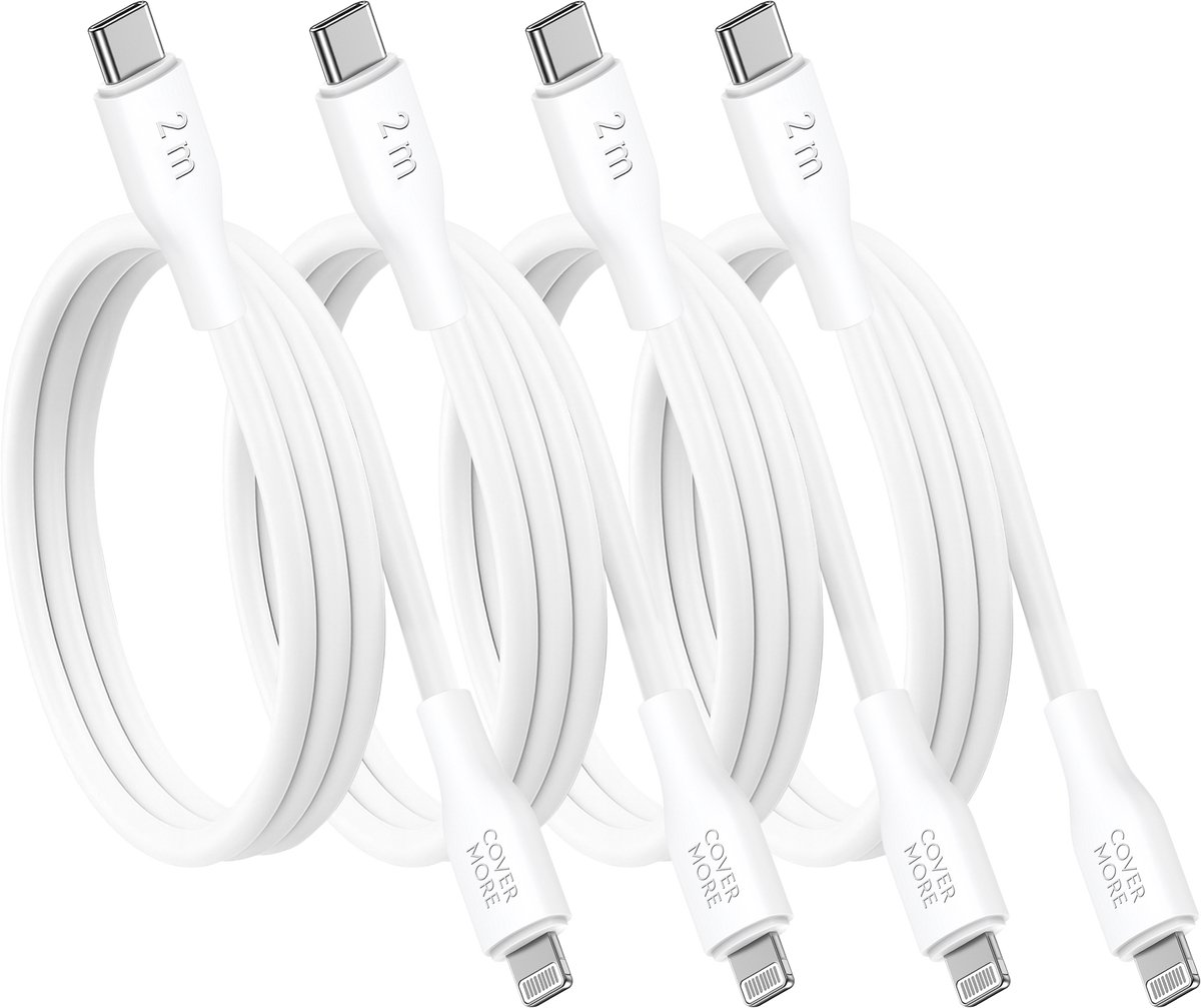Oplaadkabel geschikt voor Apple - Usb C naar Lightning kabel - 4 stuks - 2 meter - Wit