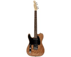 Linkshandige Elektrische Gitaar - 2 Single-Coils - Voor Beginners - Linde Body - Natural - Classic Series