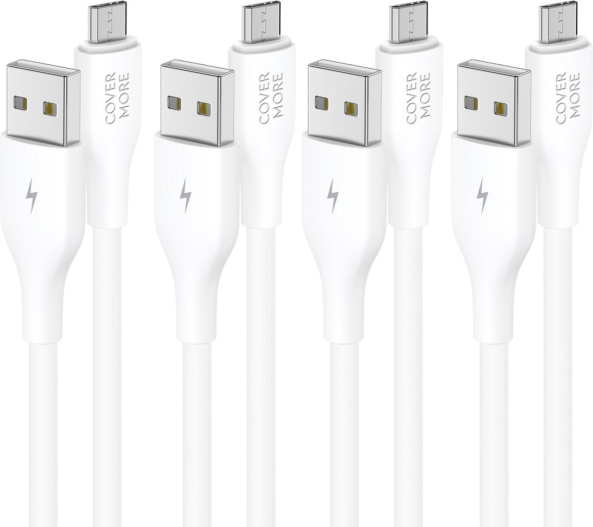 Micro usb kabel - Usb naar Micro - Oplaadkabel - 4 stuks - 1 meter - Wit