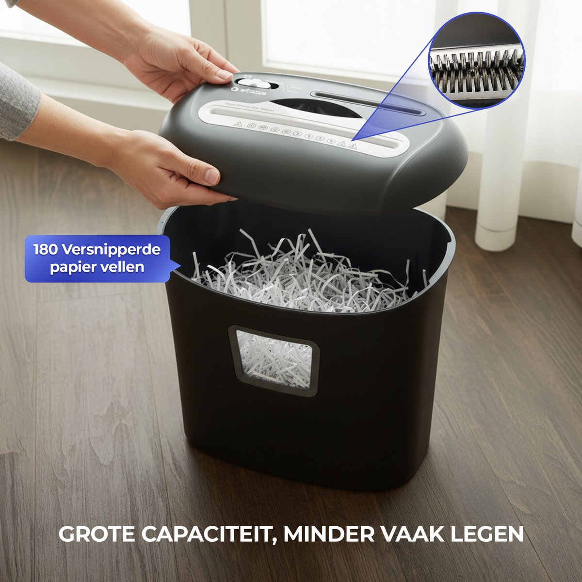 Stane Papierversnipperaar – Papiervernietiger voor Thuis en Kantoor – Shredder Vernietigt Creditcard en CD - Versnipper 10 A4 Vellen in 1 Keer – 21L OpvangBak - Zwart thumbnail 5
