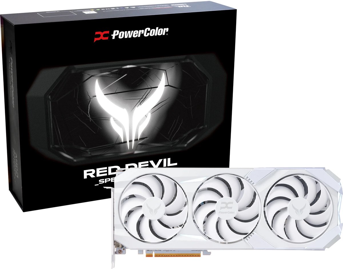 PowerColor Red Devil AMD Radeon RX 9070 XT Spectral White - Videokaart - 16 GB - GDDR6 - PCIe 5.0 - 1x HDMI 2.1b - 3x DisplayPort 2.1