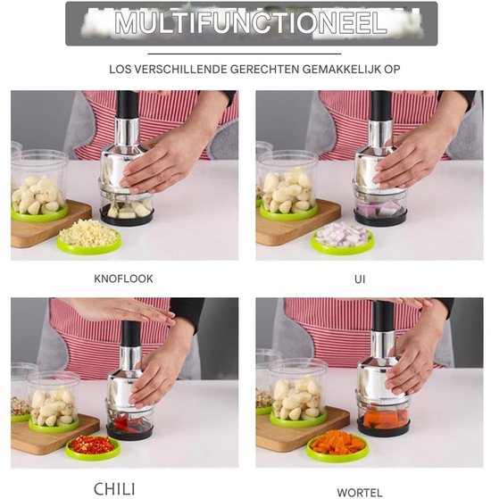 Ynkkvre - Groentehakker - Uienhakker - Uiensnijder - Keukenmachine - Hakmolen - Food Processor - RVS Messen - 2-in-1 Design van Ynkkvre — afbeelding 4