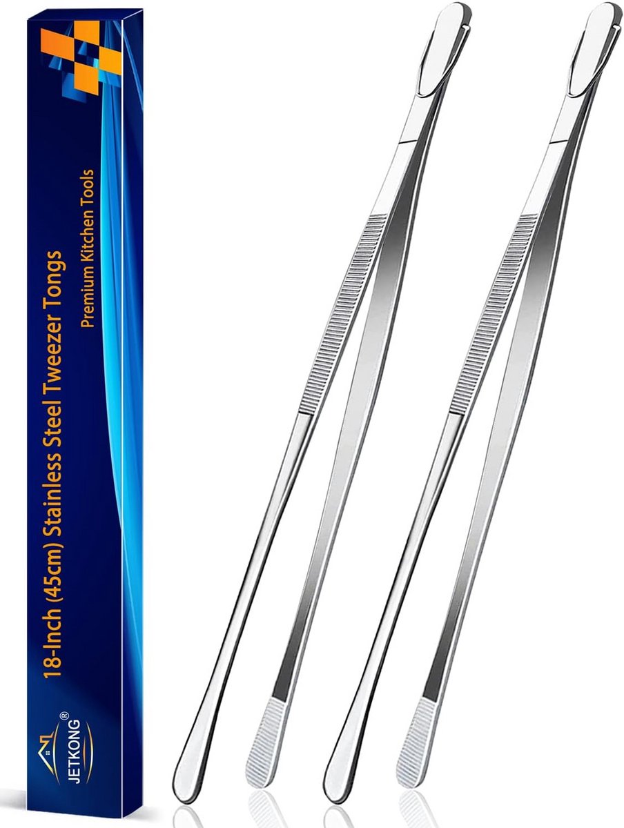 Extra Lange Barbecuetang RVS - Set van 2 - 45 cm Grillpincet