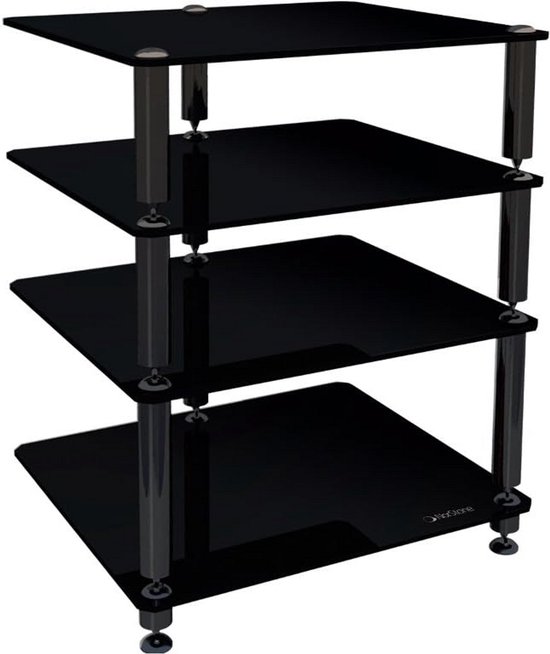Hifi Rack met 4 Planken - Zwart Glans - Meubel voor Audioapparatuur en ...