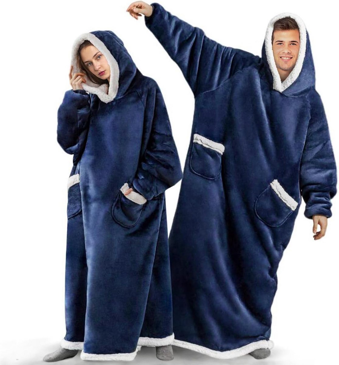 Extra Grote Comfortabele Hoodie Deken met Mouwen en Zakken