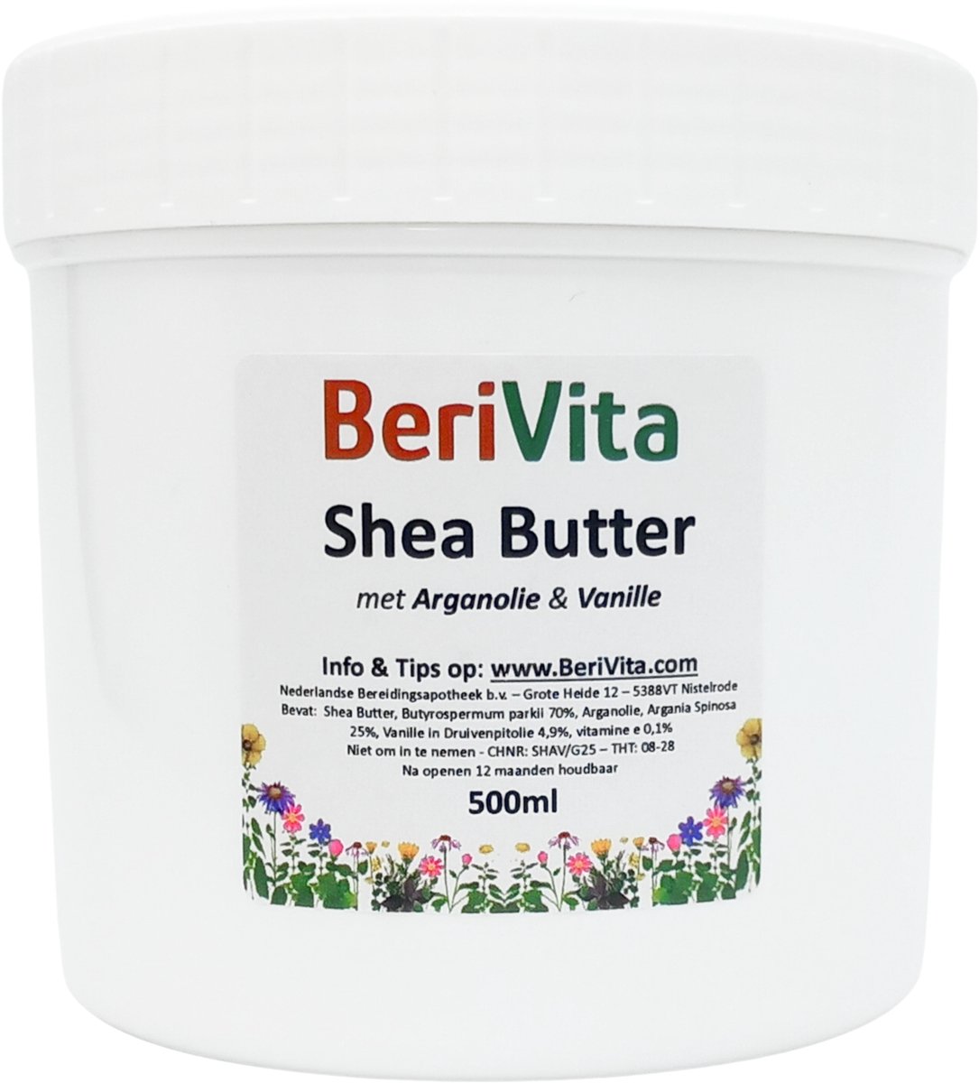 Shea Butter Puur met Arganolie en Vanille 500ml Pot - Huid en Haar - Arganzalf