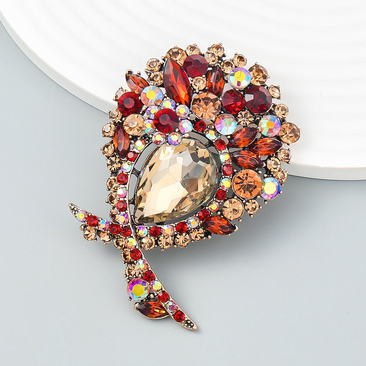 Bloembroche - Elegante Broche met Kristallen | Twinolo