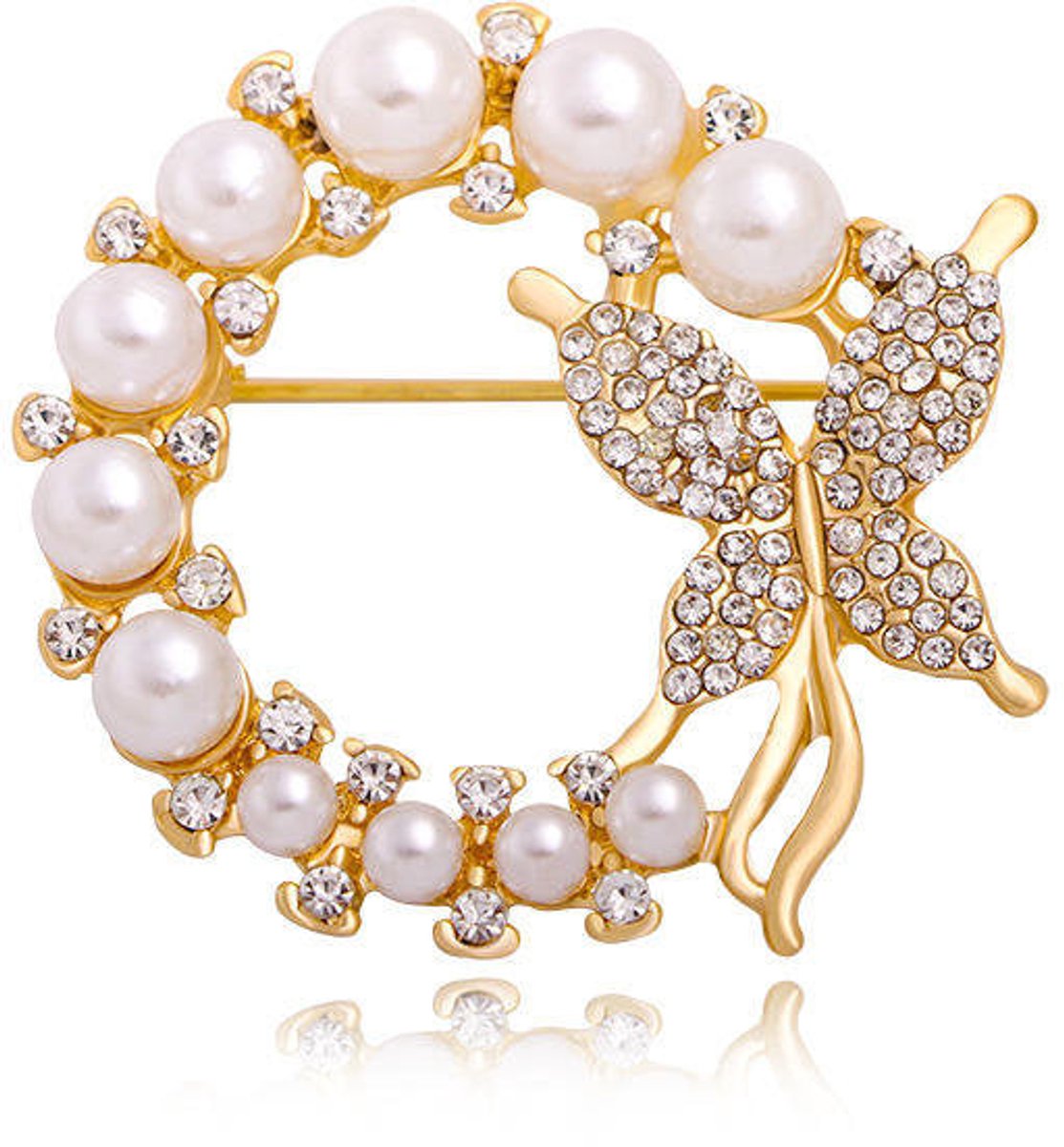 Vlinderbroche - Elegante Broche met Parel | Twinolo