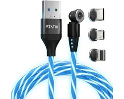 Magnetische USB-C Oplaadkabel met LED Licht - 3in1 Kabel (USB C, Micro USB) - 2 Meter
