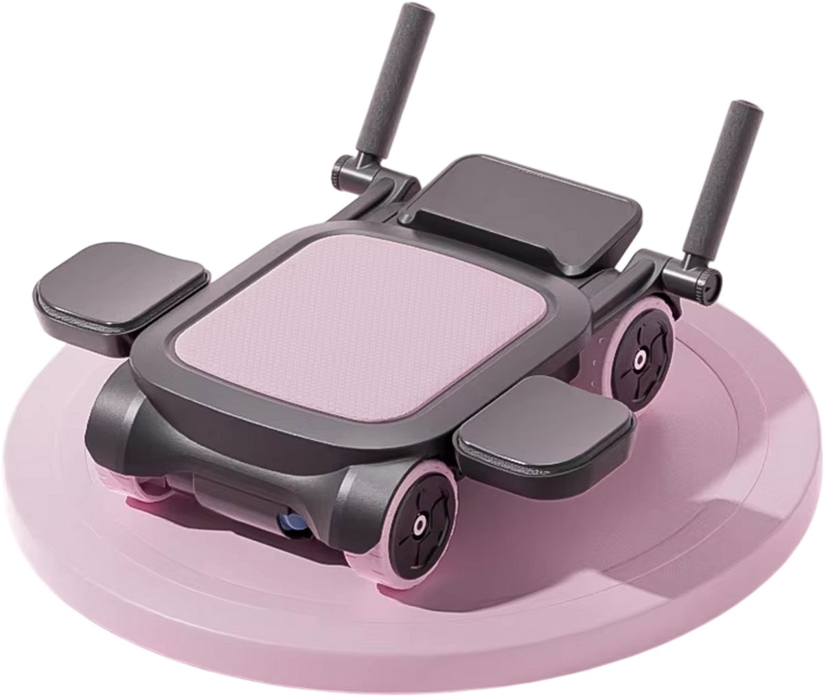 Buikwiel Trainer 4-Wiel – Slider voor Buikspieren, Core Workout, Abdominal Training, Automatische Rebound, Antislip Home Gym Fitnessapparaat-Roze