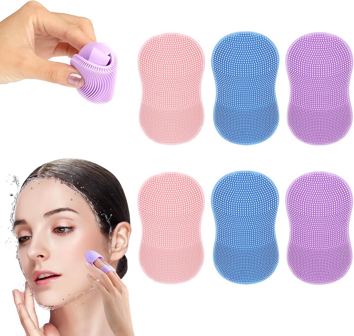 Set van 6 Siliconen Geichtsreiniger – Manuele Wasborstel voor Peeling, Blackheads en Acne