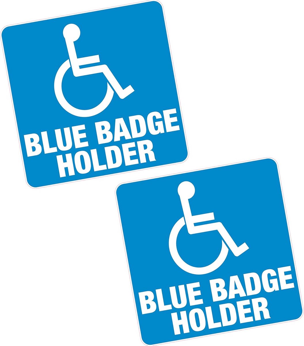 2x Parkeerkaart Houder 150mm Vierkant Vinyl Sticker voor Gehandicaptenauto