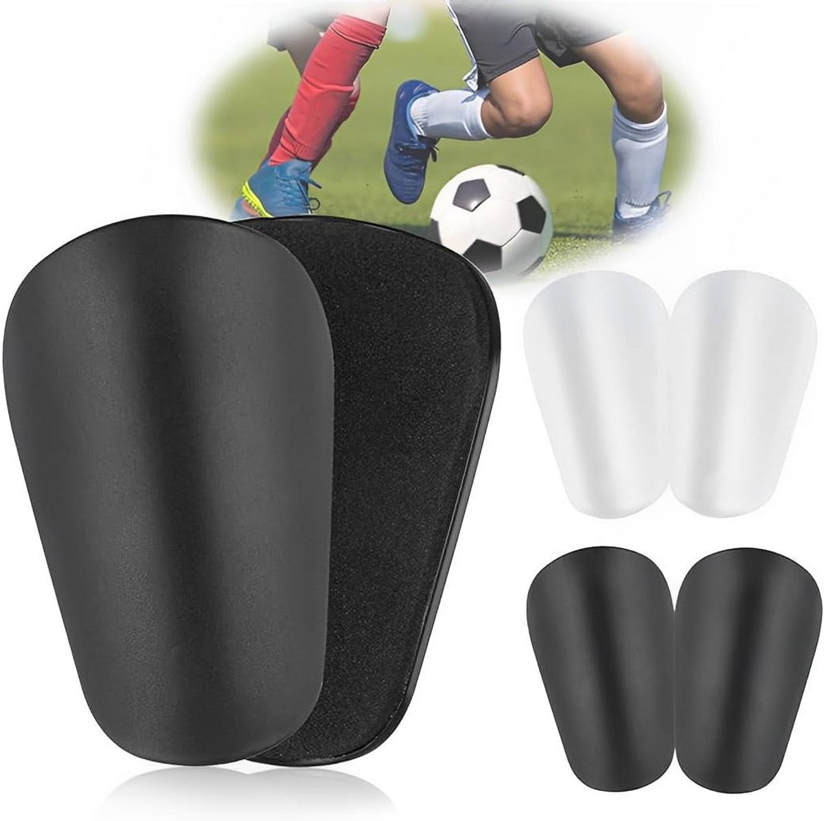 Professionele Scheenbeschermers voor Voetbal - Comfortabele Bescherming voor Kinderen en Volwassenen (Zwart/Wit)