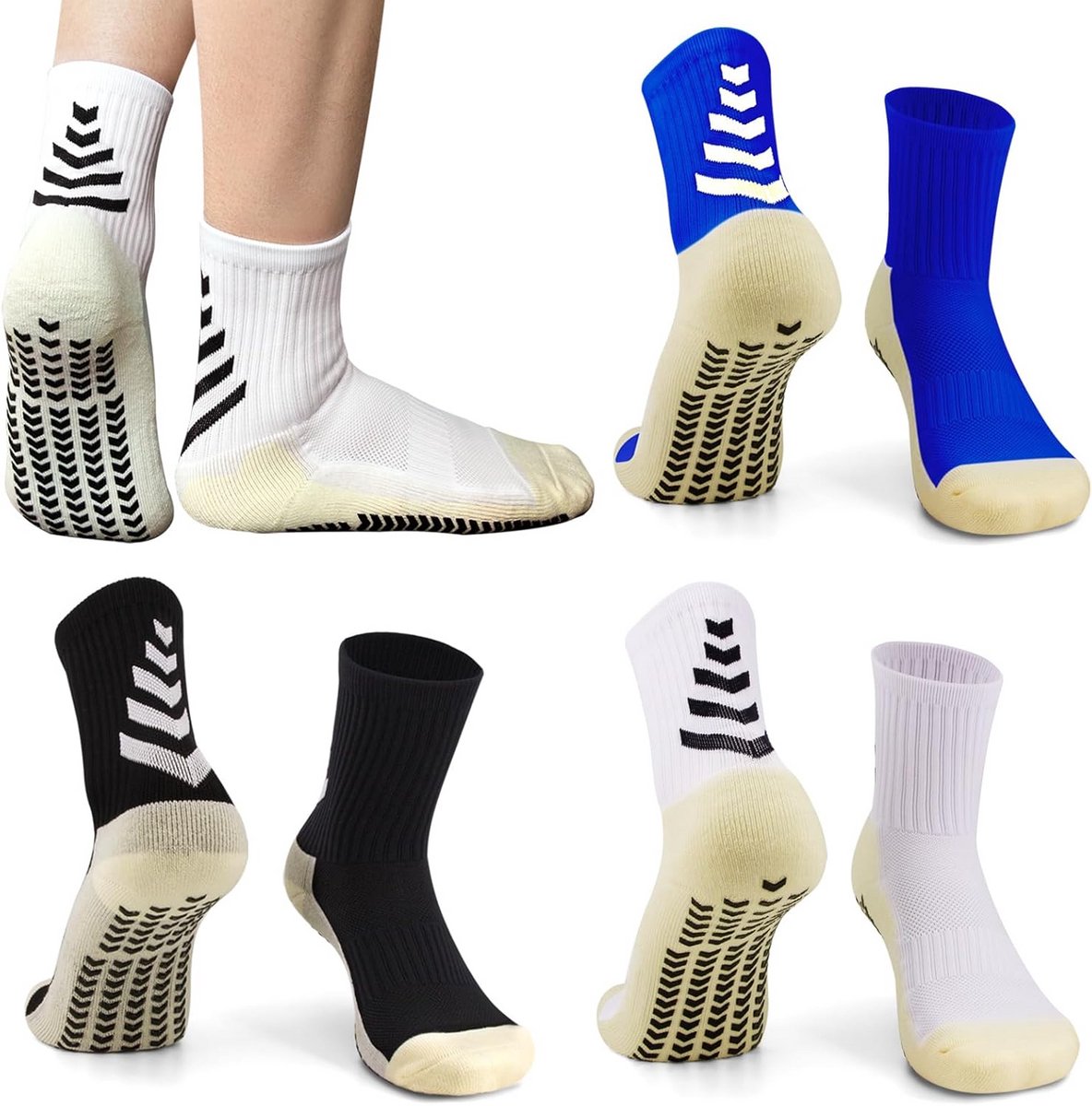 Set van 3 Paar Antislip Sportsokken voor Heren - Duurzame Grip Sokken voor Voetbal, Hockey en Teamsporten