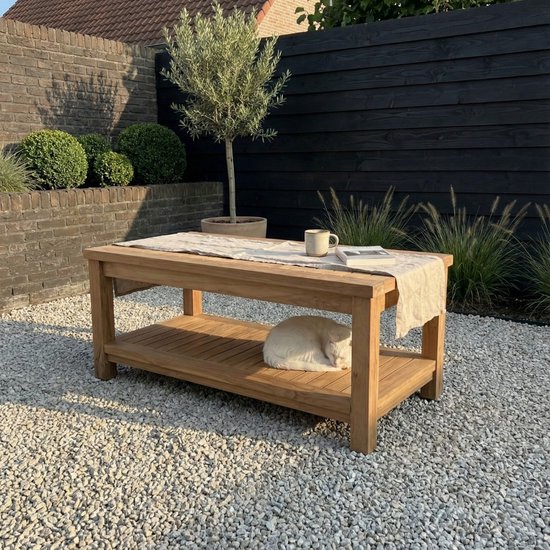Teakea - Table basse de Jardin en teck 100x50x45 avec rallonge