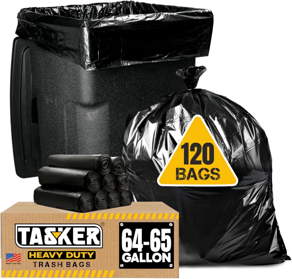 Extra Grote Zwarte Vuilniszakken 64-65 Gallon (120 Stuks) Hoge Dichtheid