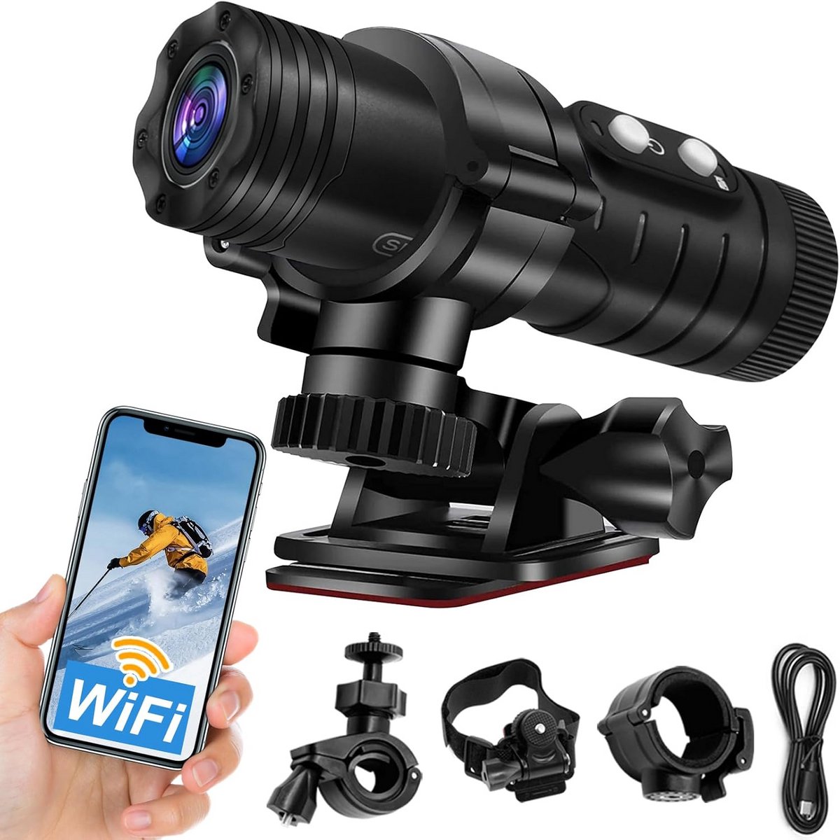 Actiecamera WiFi 1080p HD met 120 Graden Groothoek en Automatische Horizontale Leveling