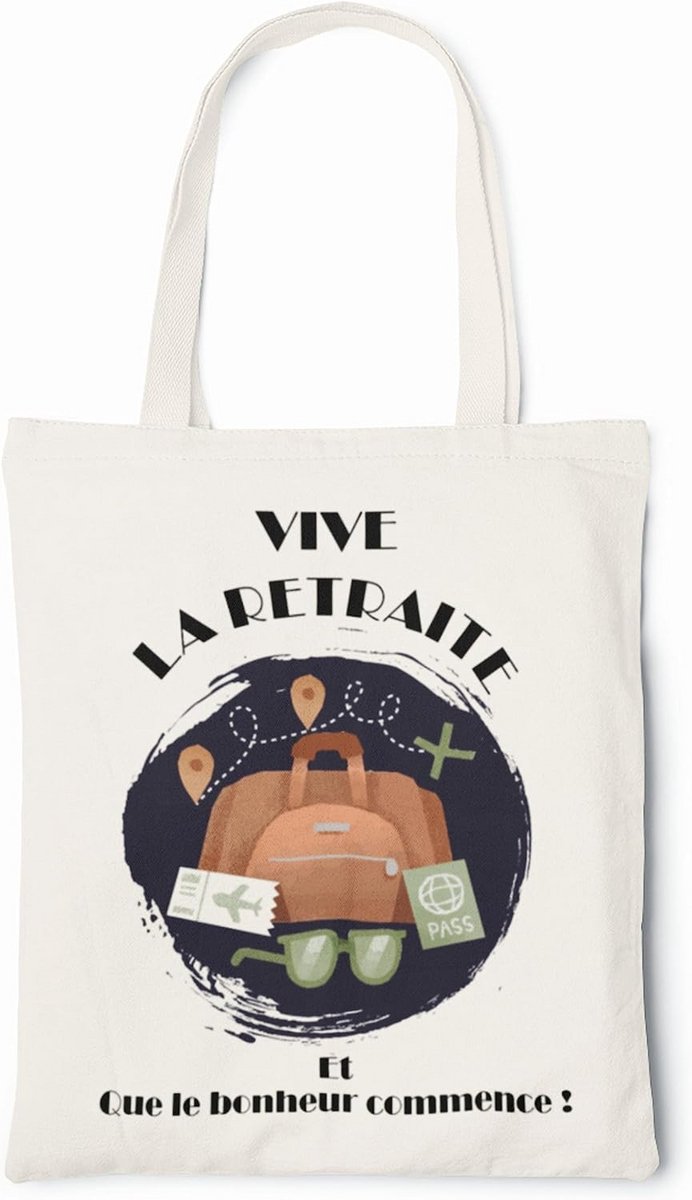 Katoenen Tote Bag met Pensioen Tekst - Cadeau voor Collega's