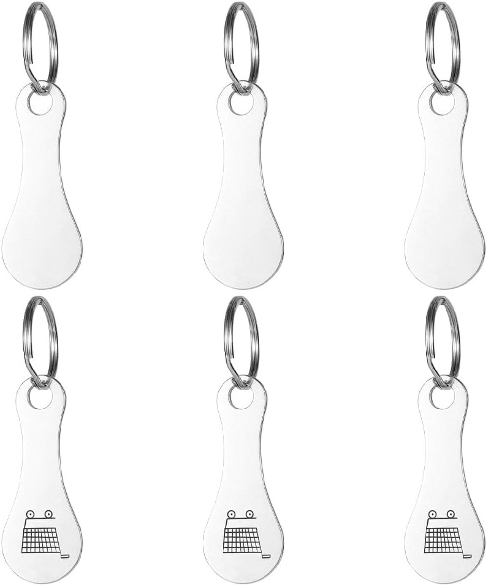 6x Universele Winkelwagenmuntjes RVS - Trolley Token voor Winkelwagentjes