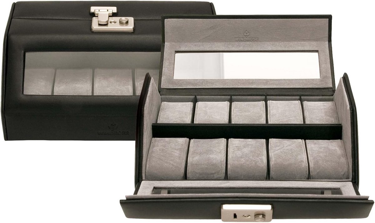 Luxe Horlogedoos van Nappa Leer voor 4 Horloges - Met Sleutelslot