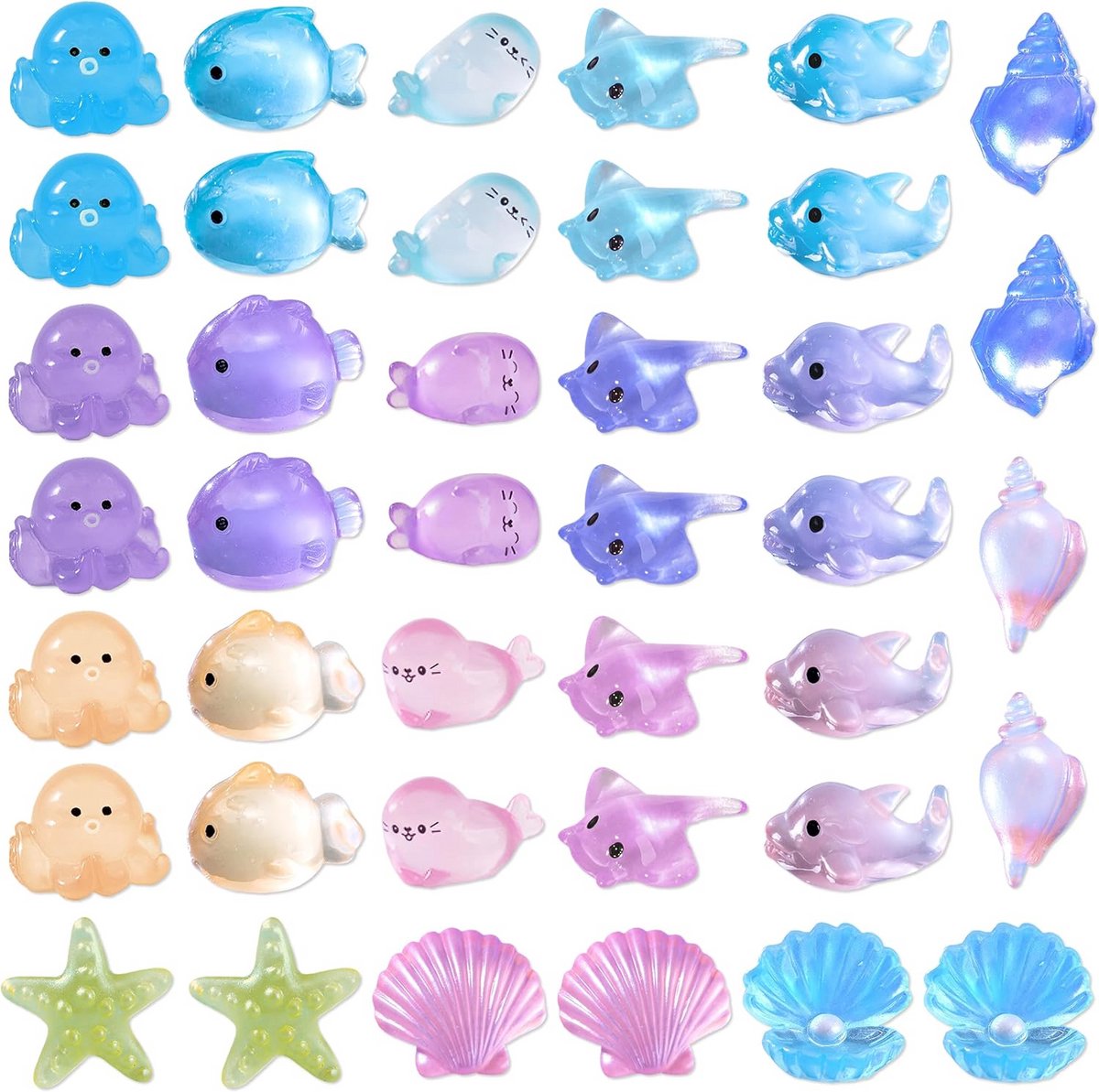 40 Delige Set Mini Zeedieren Figuren voor Aquarium en Tuindecoratie