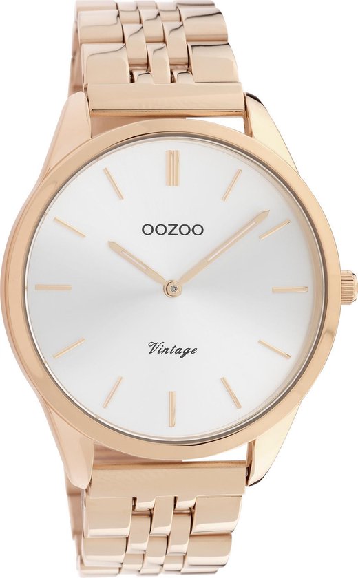 OOZOO Vintage C9988 Roségoudkleurig Wit Horloge 38mm