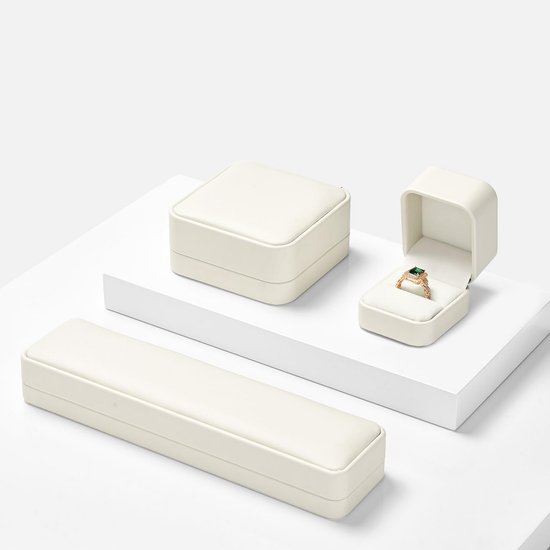 Witte fluwelen multifunctionele halsketting sieradenopbergdoos