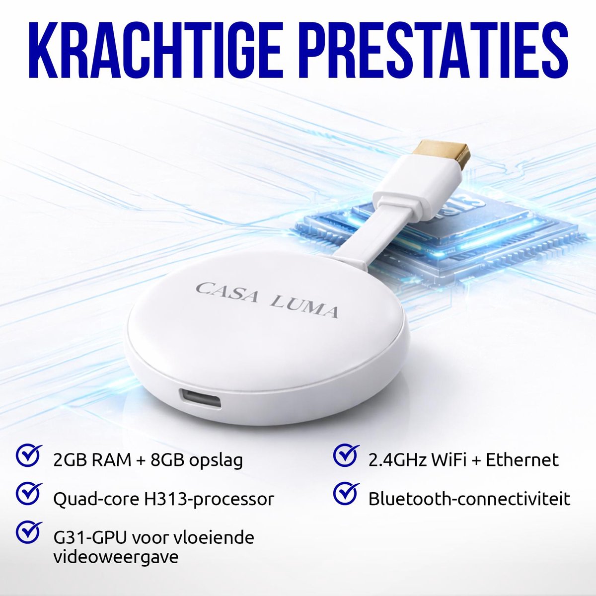 CASA LUMA Android TV Stick 4K Ultra HD –WiFi 6 – Google Assistant & Spraakbediening – Smart TV Box – Netflix , YouTube, Disney+ - Google Play – Chromecast Alternatief — cadeau in Elektronica - foto 3