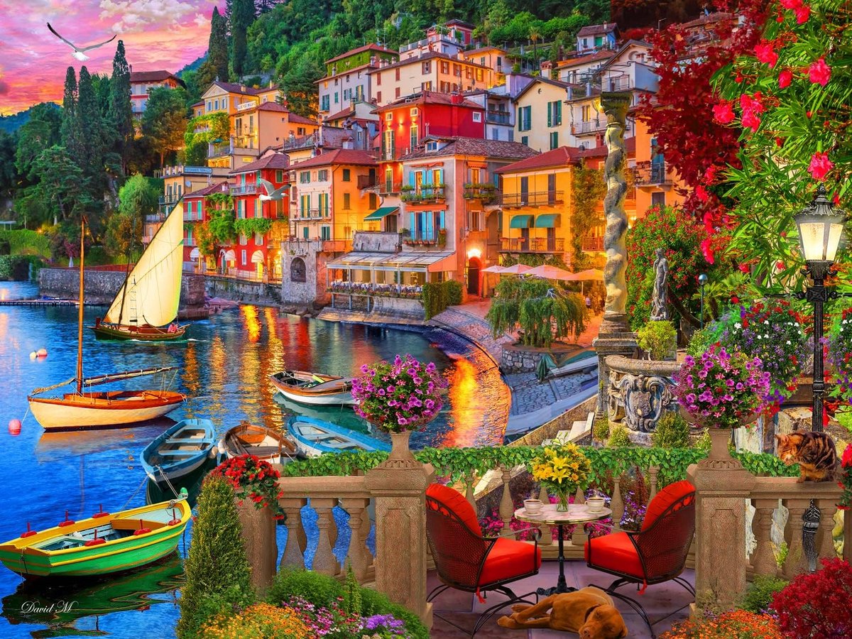 Puzzel 550 Stukjes - Italiaans Comomeer Landschap - Uitdagend Legpuzzel