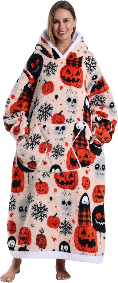 Extra Grote Dekentrui met Capuchon en Zak - Super Zacht Fleece voor Volwassenen