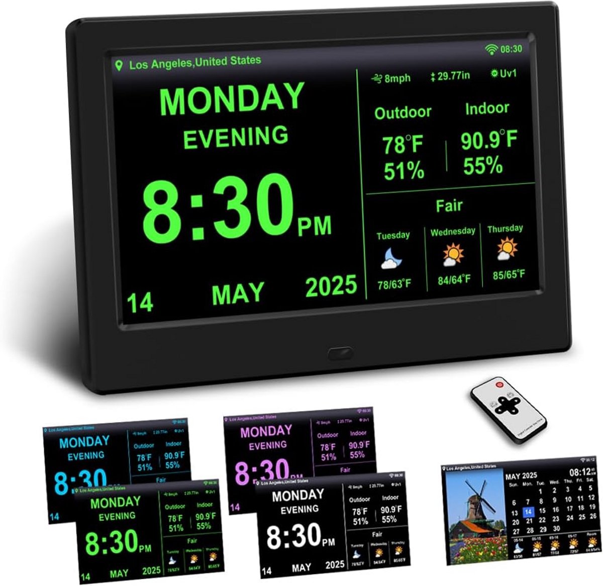 Grote Digitale Weerstation Klok met Temperatuur, Vochtigheid en Wekker (Zwart)