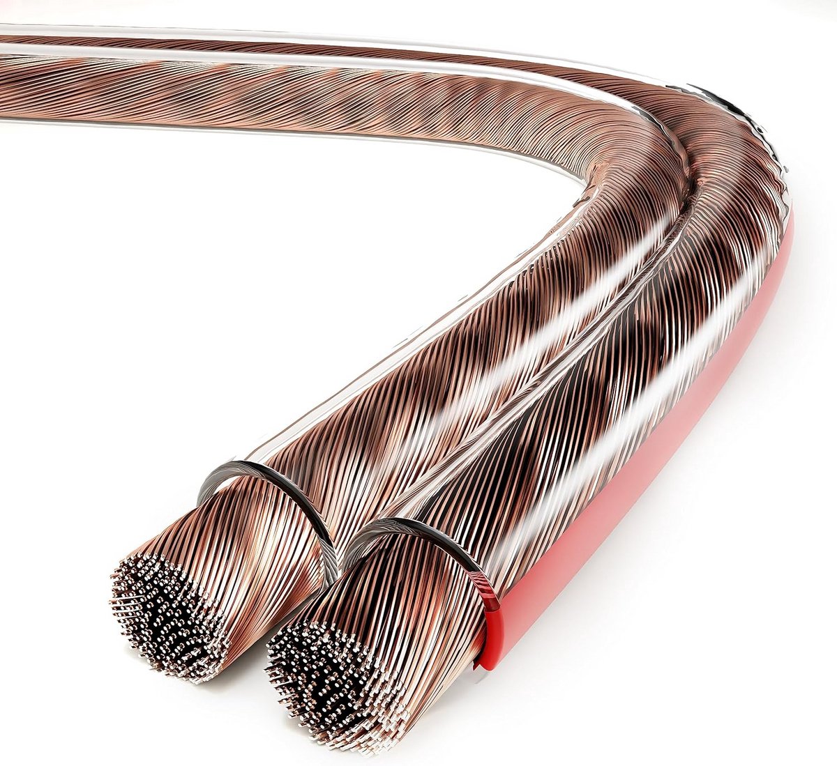 Transparante Luidsprekerkabel 2x1,50 mm l, 20 meter Audiokabel voor HiFi en Subwoofer met Polariteitsmarkering