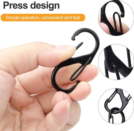 30 S-vormige karabiners, kleine legering karabiners, draagbare sleutelhangers, mini clip-on karabiners, kampeeruitrusting — afbeelding 2