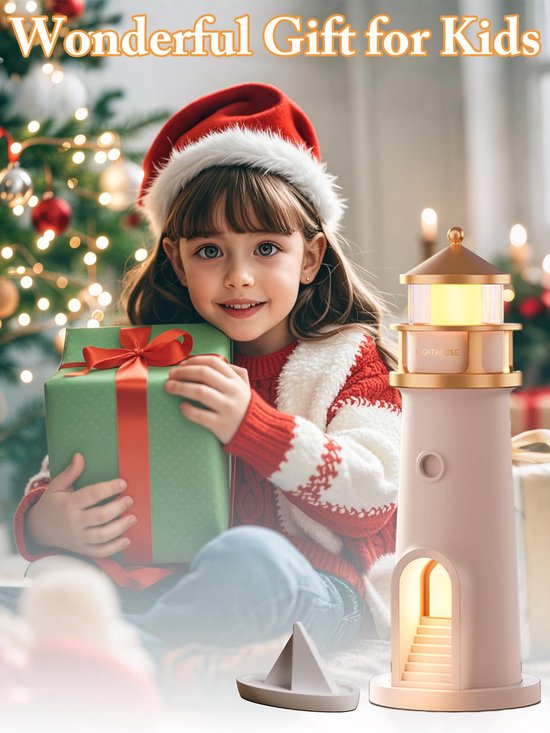 Namajunas -Nachtlampjes - Nachtlampje volwassenen & kinderen & baby - Vuurtoren nachtverlichting Met maanprojectiefunctie - Maanlamp - Tafellamp slaapkamer - Oplaadbare Accu - Sfeerlamp - LED Lamp Met Dimfunctie - Met afstandsbediening - Cadeau van Merkloos — afbeelding 4