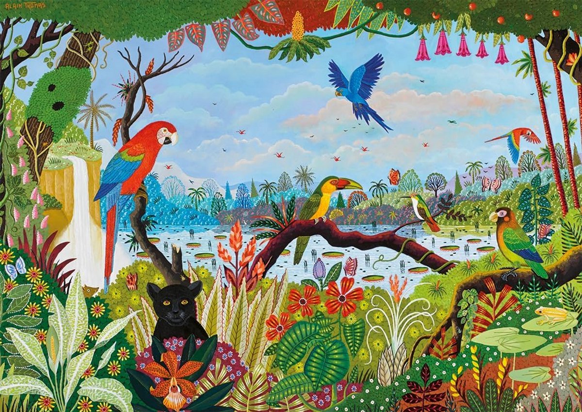 Puzzel 1500 Stukjes - Levendige Geanimeerde Jungle - Mooi Kunstwerk voor Volwassenen en Tieners